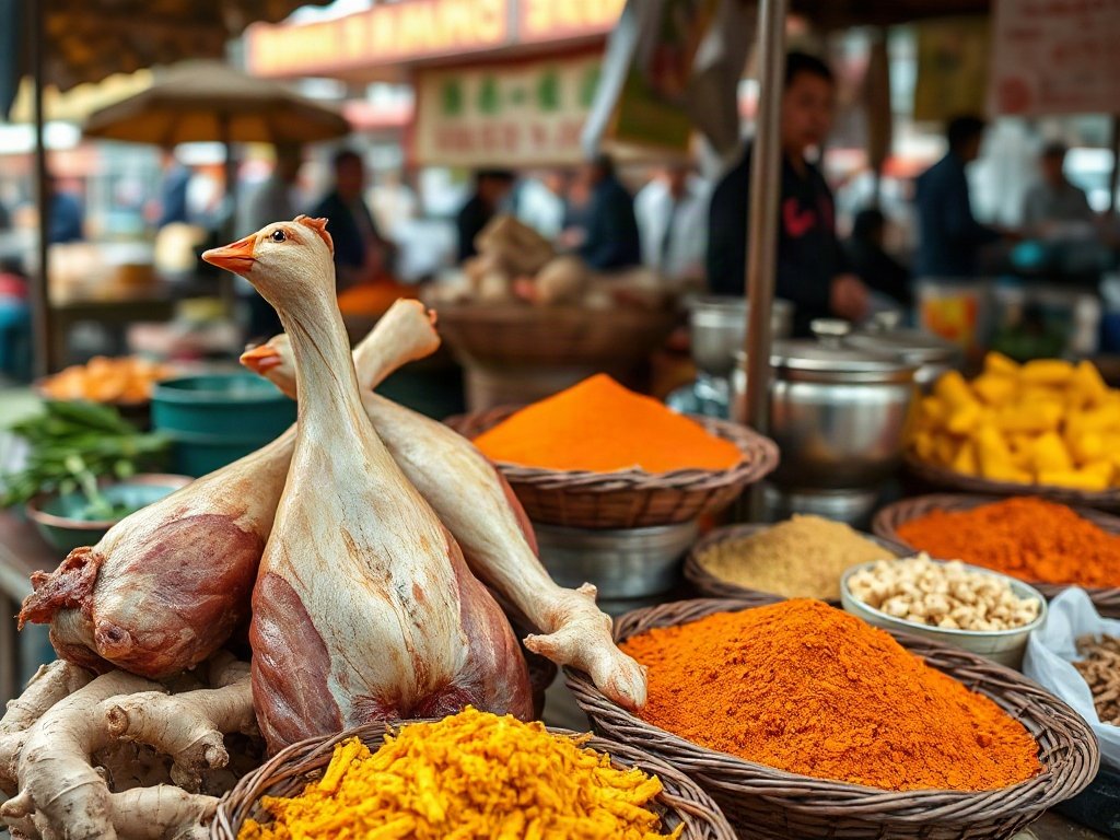 Nguyên liệu chính và gia vị tại chợ