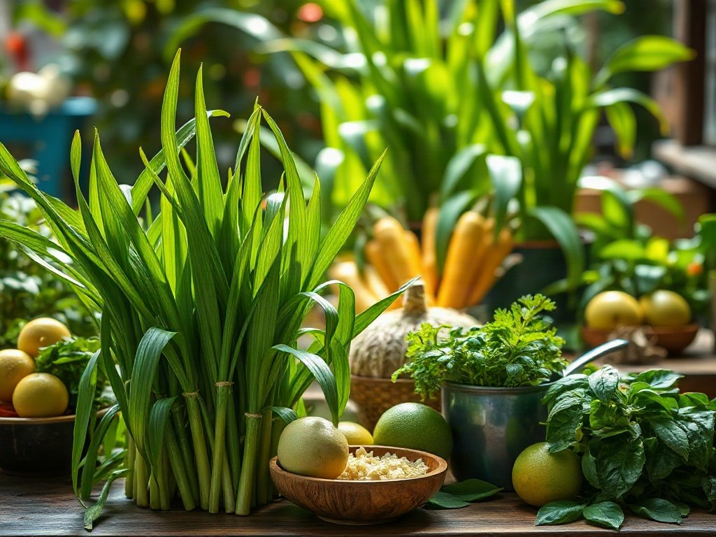 Nguyên liệu ớt và sả được hái từ vườn nhà
