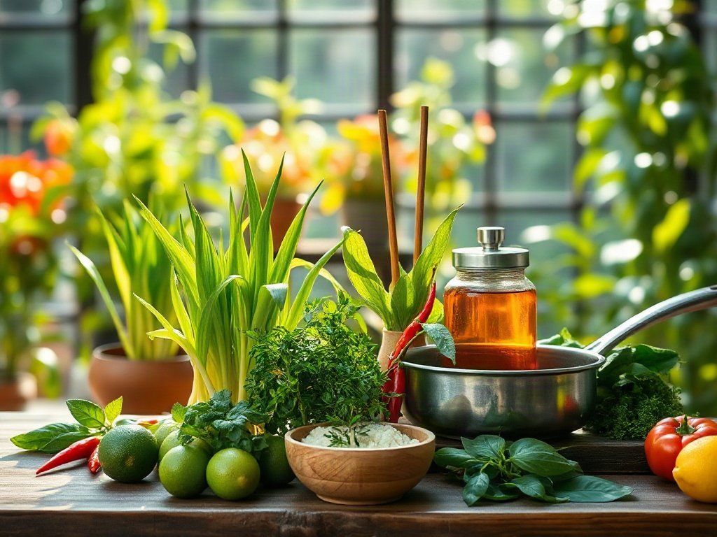 Nguyên liệu sả và ớt từ vườn nhà