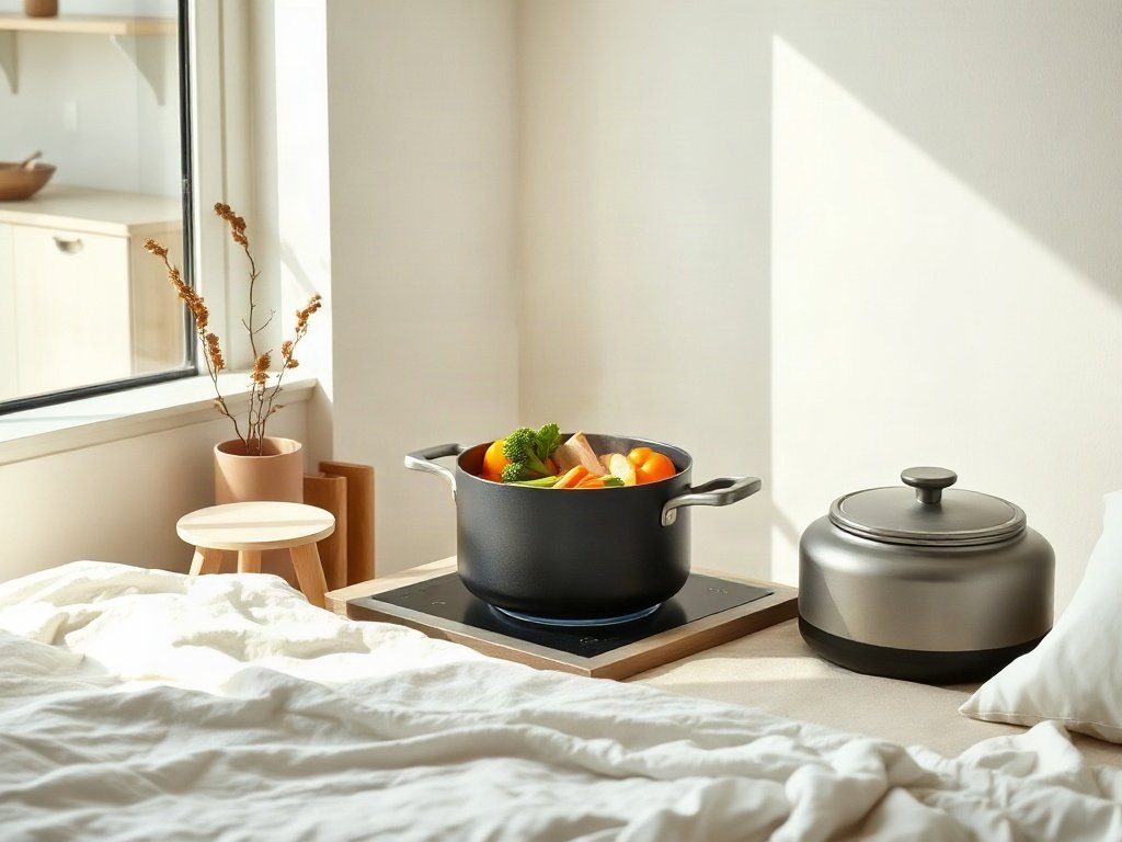 Nồi canh sôi với rau củ