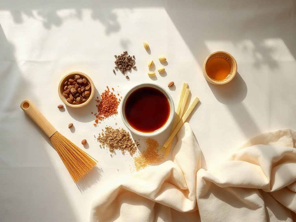 Nước tương và gia vị với măng