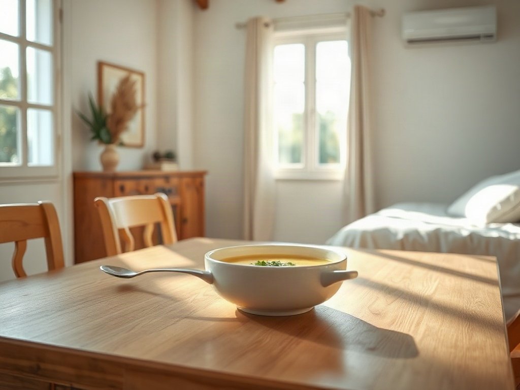 Phòng ăn sáng với canh bí đao làm trung tâm