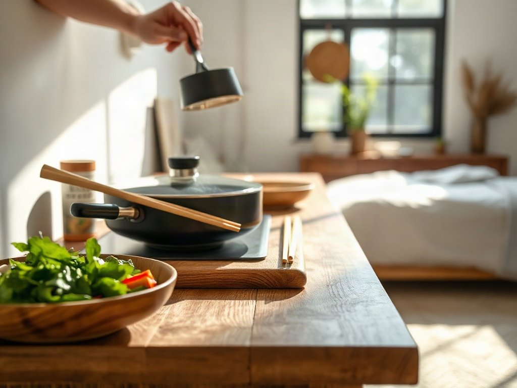 Quá trình nấu canh với nguyên liệu châu Á