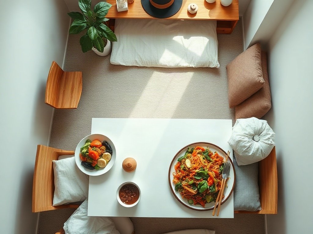 Rau củ xào thập cẩm trên bàn ăn hiện đại