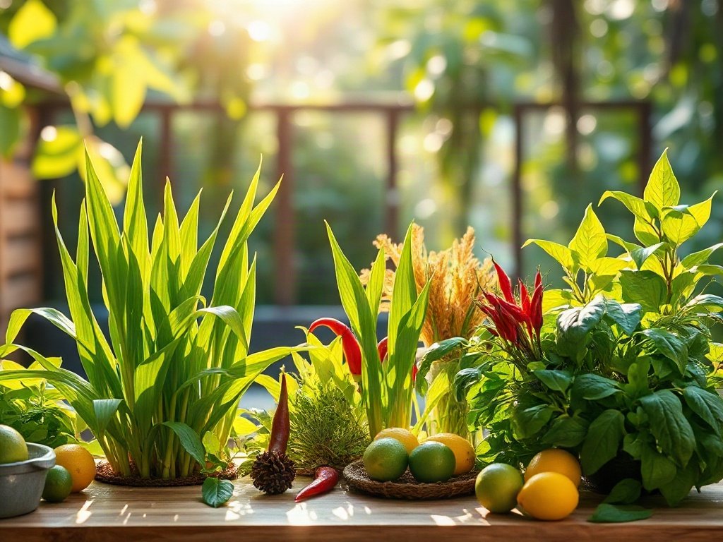 Sả và ớt trồng tại vườn nhà