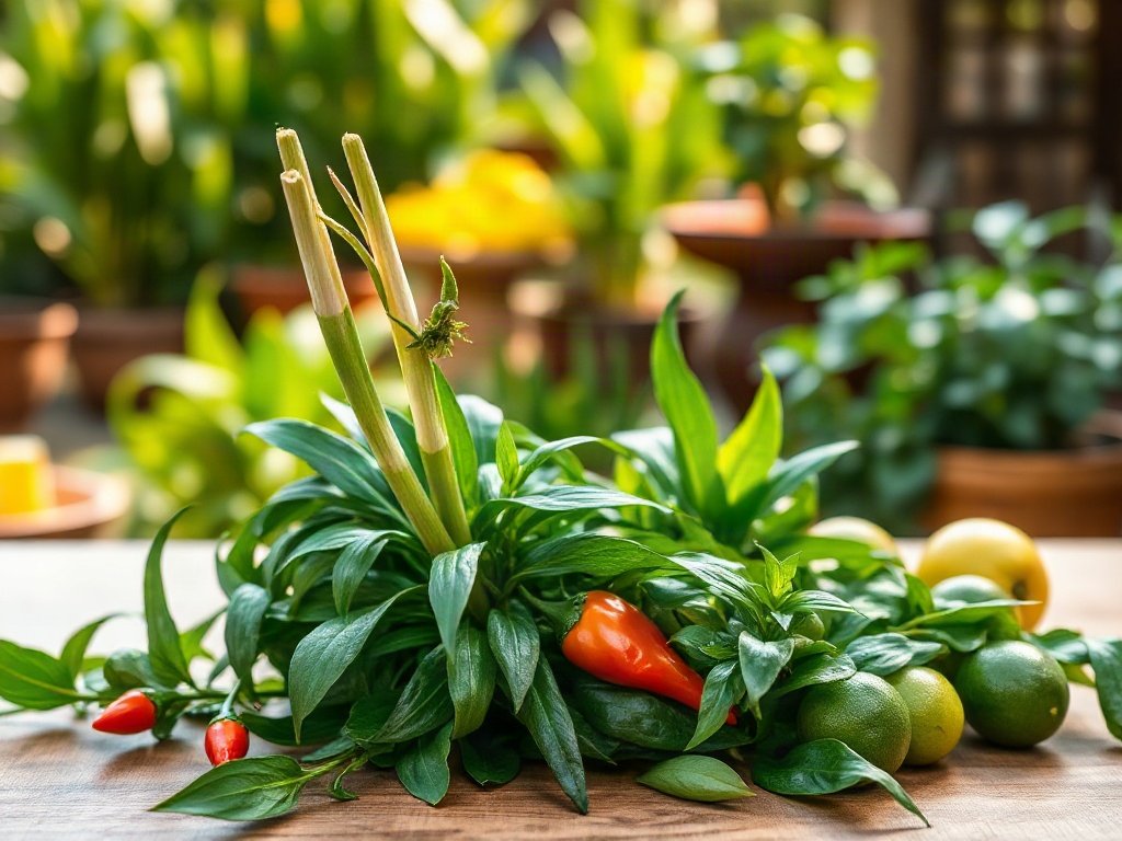 Sả và ớt tươi từ vườn nhà
