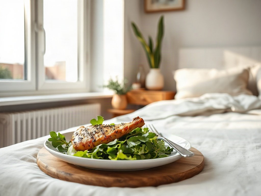 Salad gà nướng và rau xanh