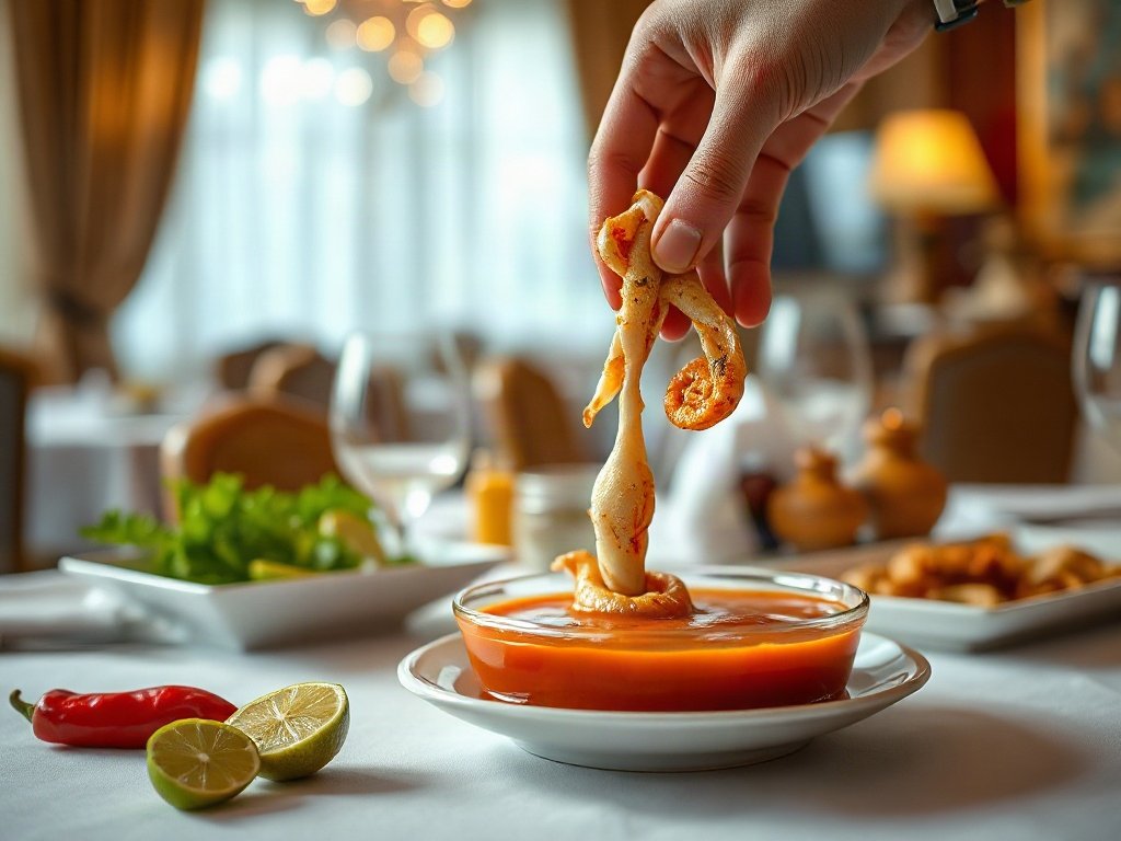 Thưởng thức mực nhồi thịt với nước mắm chanh ớt