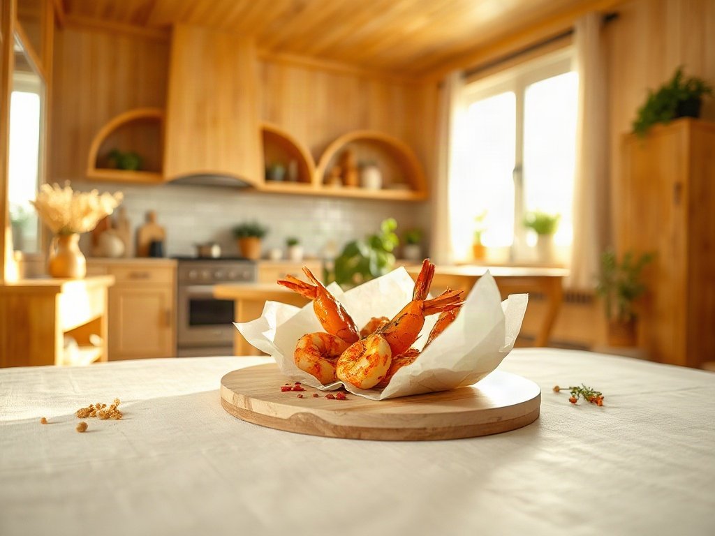 Tôm cuốn bánh tráng trong bếp sặc sỡ