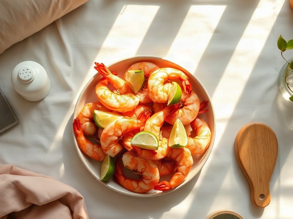 Tôm nướng muối tại bàn ăn ngoài trời