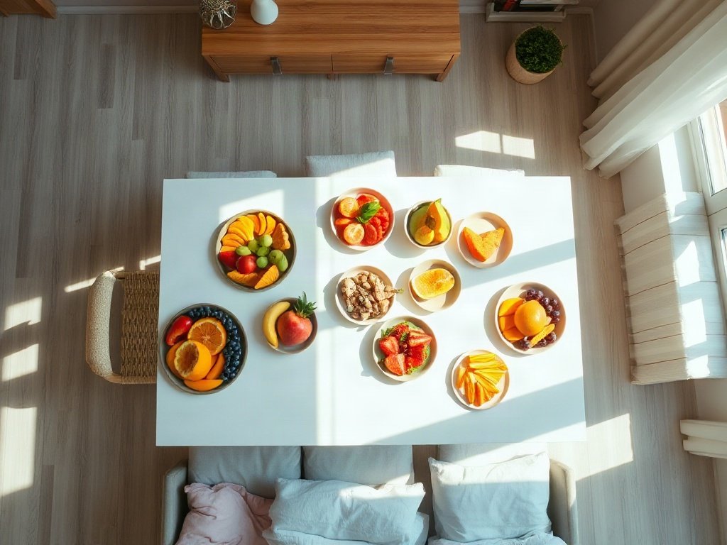 Trái cây tươi sáng trong phòng ăn
