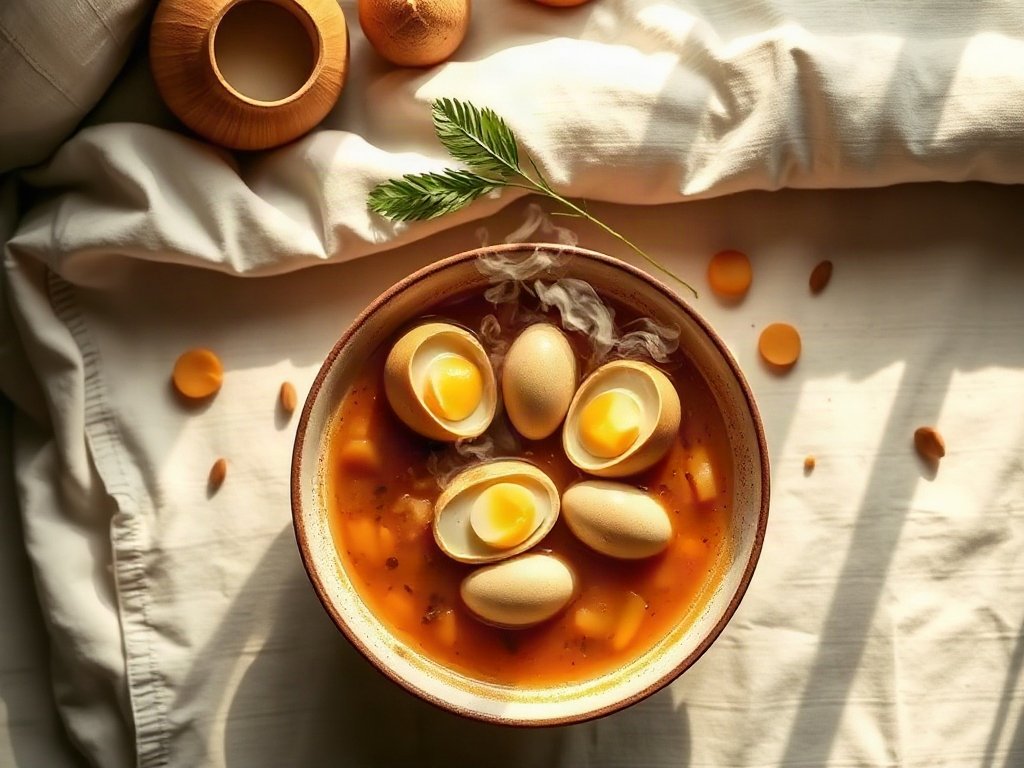 Trứng cút trong nước kho sôi