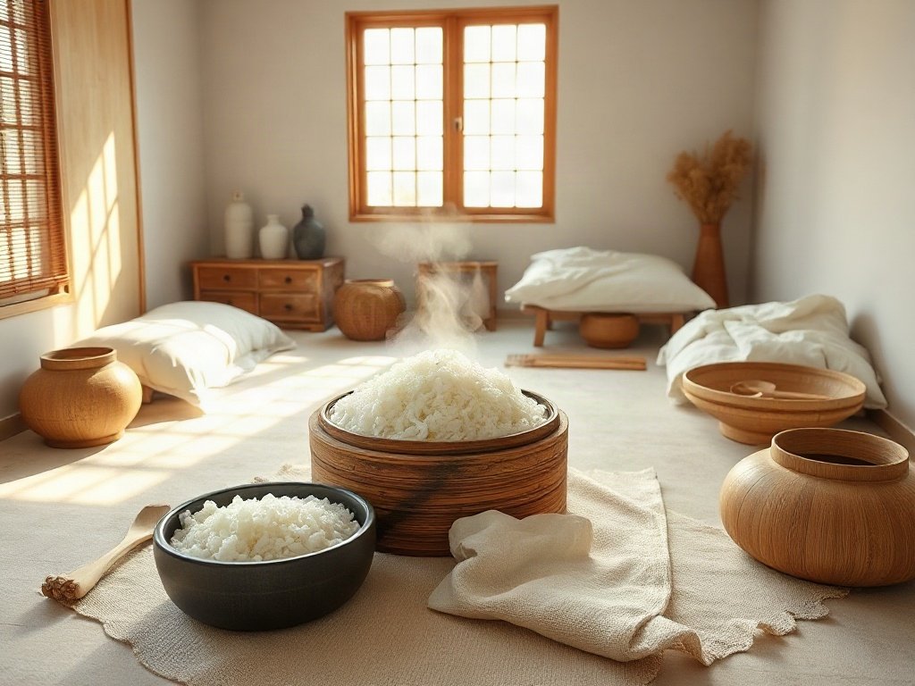 xôi nếp được nấu chín